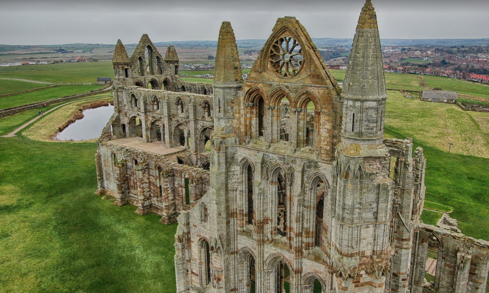 Whitby Abbey with the lake