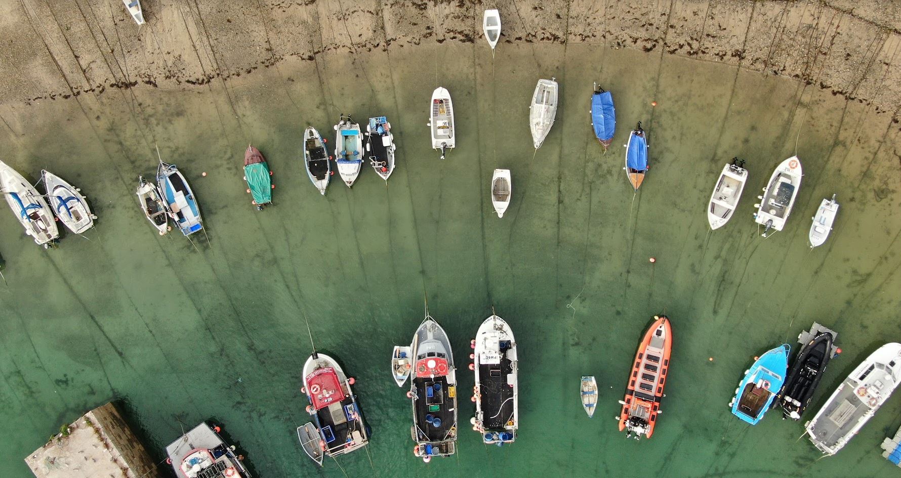 Newquay Harbour looking down at the boats